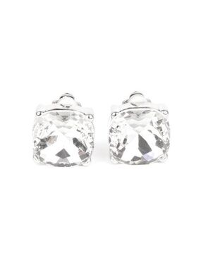 Paparazzi Bombshell Brilliance White Rhinestone Clip Earrings